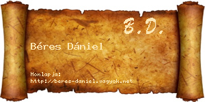 Béres Dániel névjegykártya